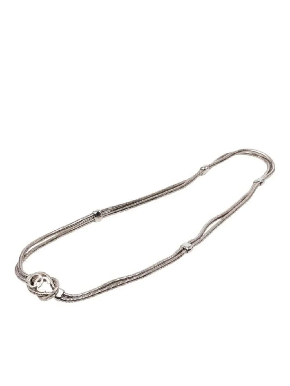 Chanel CC Logo Vintage Snake Chain Belt Silver Metal